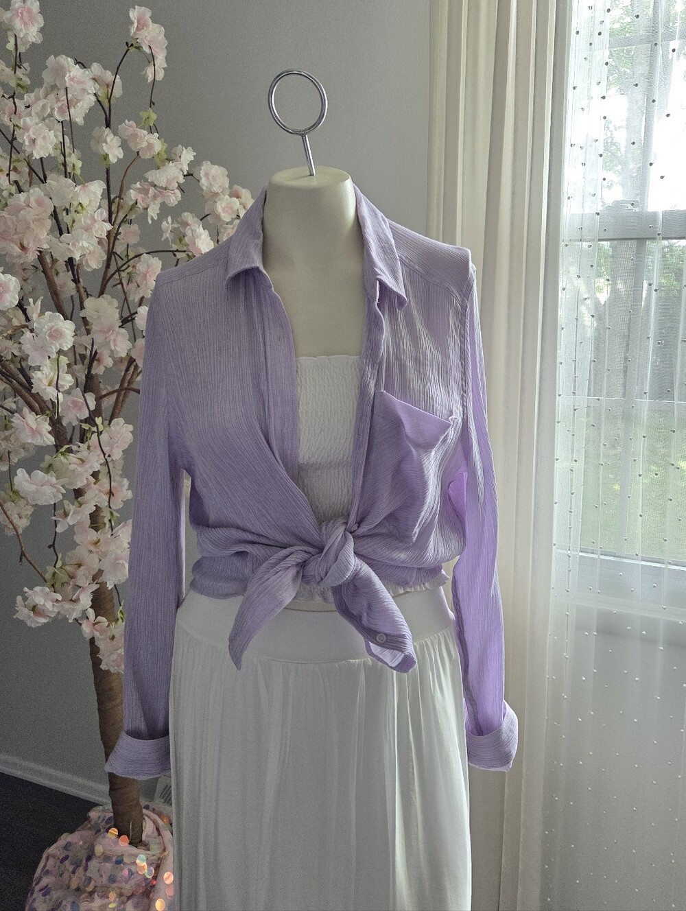 Express Lilac Button-Down Shirt